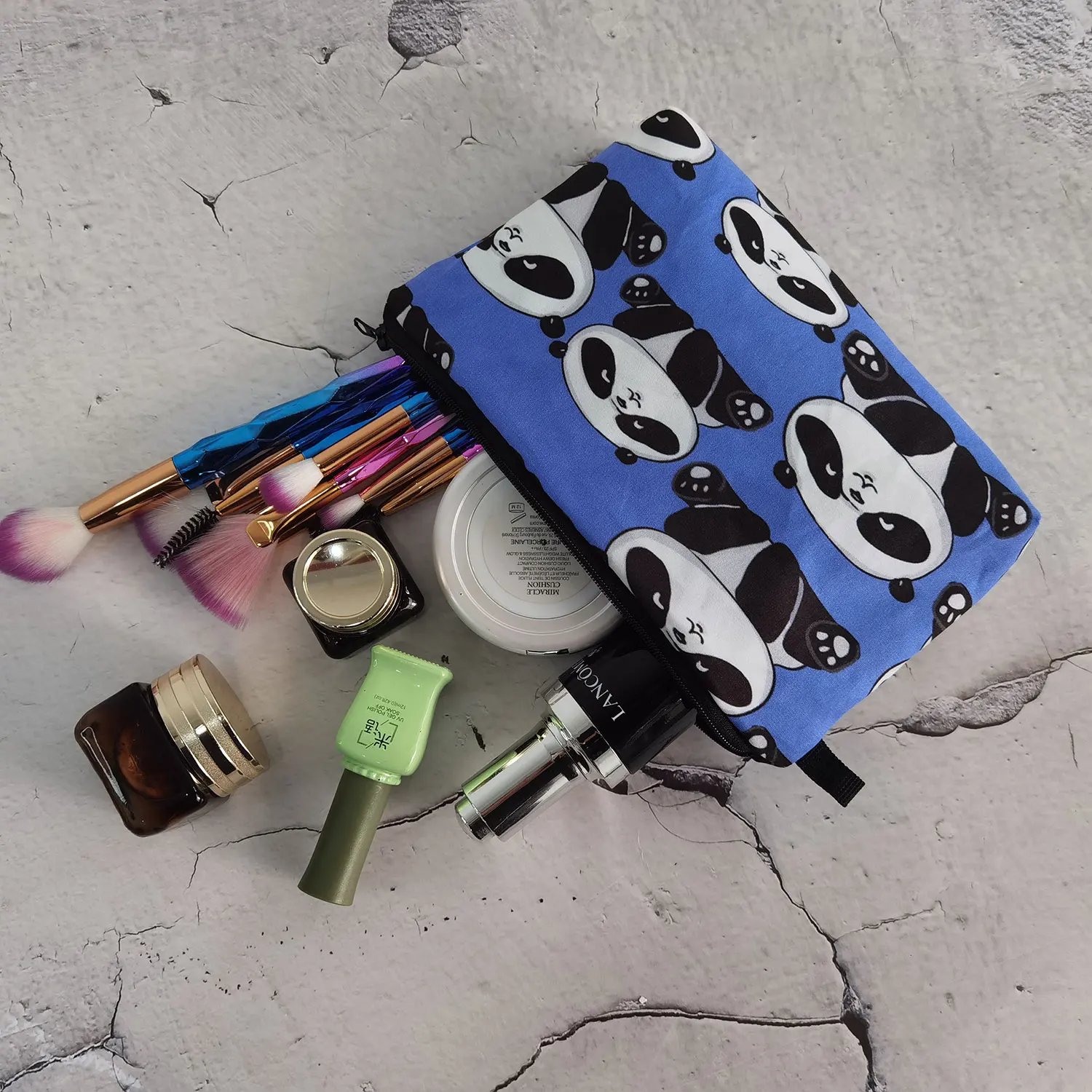 

Cute Printed Panda Cosmetics Organizer Bag Chinese Style Blue Women's Makeup Bag Storage Bags for Kids Gift Small Pencil cases