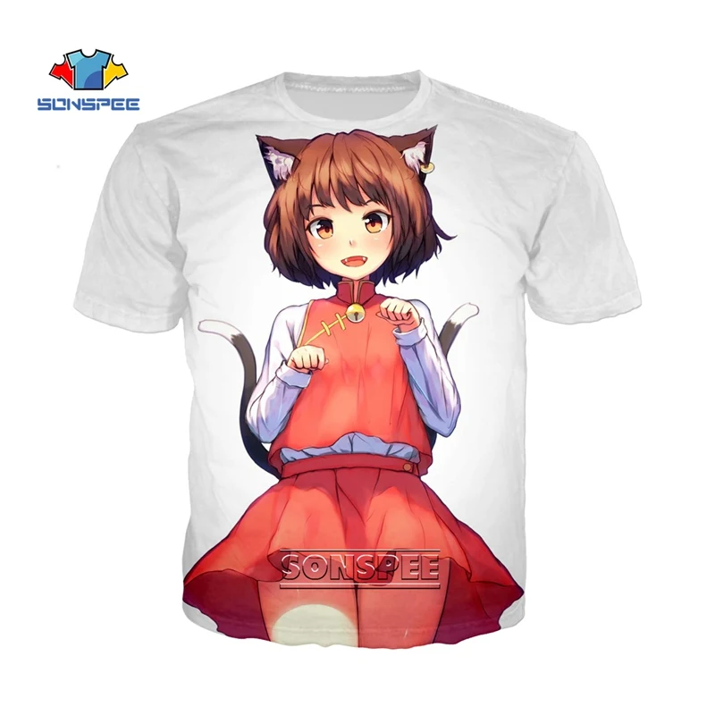 Футболки SONSPEE TouHou Project с 3D принтом футболка японским аниме Повседневная Уличная