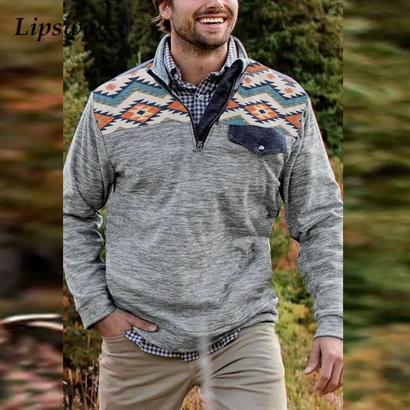 

Свитшот мужской на молнии с отложным воротником и длинным рукавом