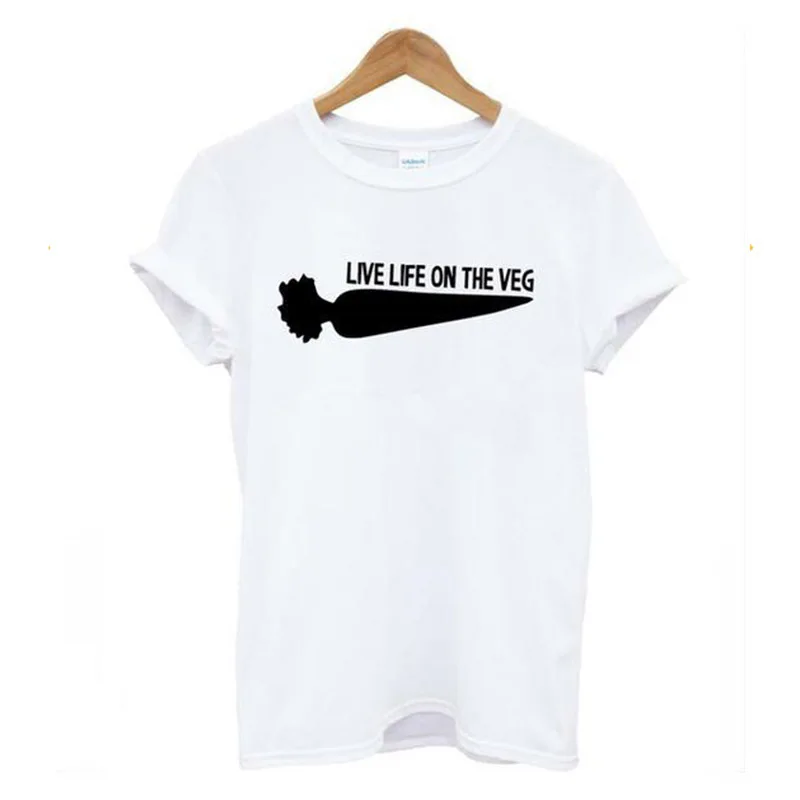 Футболка женская Вегетарианская с круглым вырезом и принтом моркови | Женская