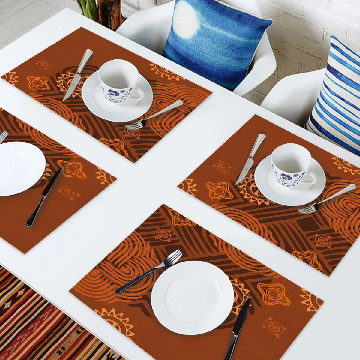 Набор 4/6 столовых приборов для обеденного стола Африканский этнический узор