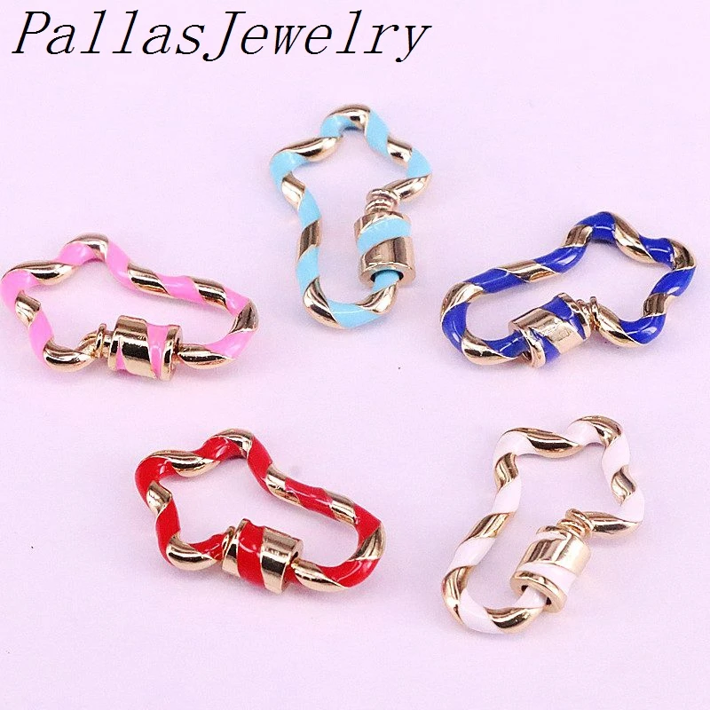 

10Pcs New Trendy Gold Color DIY Jewelry Cross Clasps Enamel Lock Carabiner Copper Connector For Jewelry Making