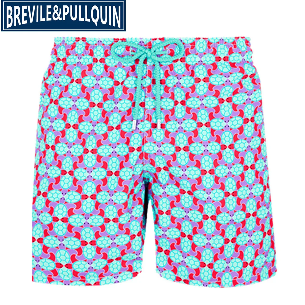 V Brand Fashion Brevile pullquin Beach Board Shorts Men Turtles Swimwear Bermuda Quick Dry Adults Swimtrunks M L XL XXL - Цвет: V
