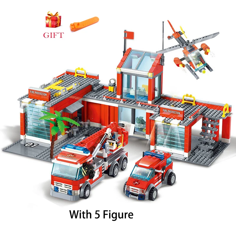 Городская модель пожарной станции строительные блоки наборы строительных