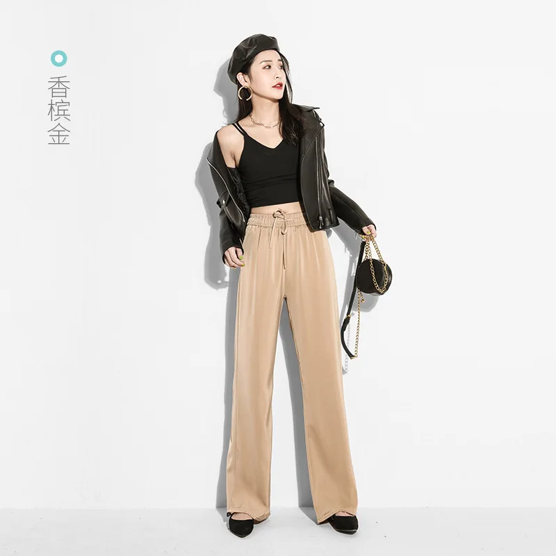 

Loose Woman Pants Casual Elastic Waist Female Trouser Wide-leg Woman Pants Women Bottoms Pants