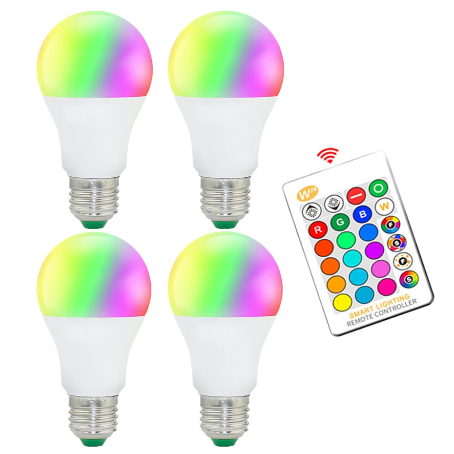 4 шт. Светодиодная лампа 5 Вт 10 15 красочная волшебная RGBW RGBWW RGB E27 белый/теплый белый