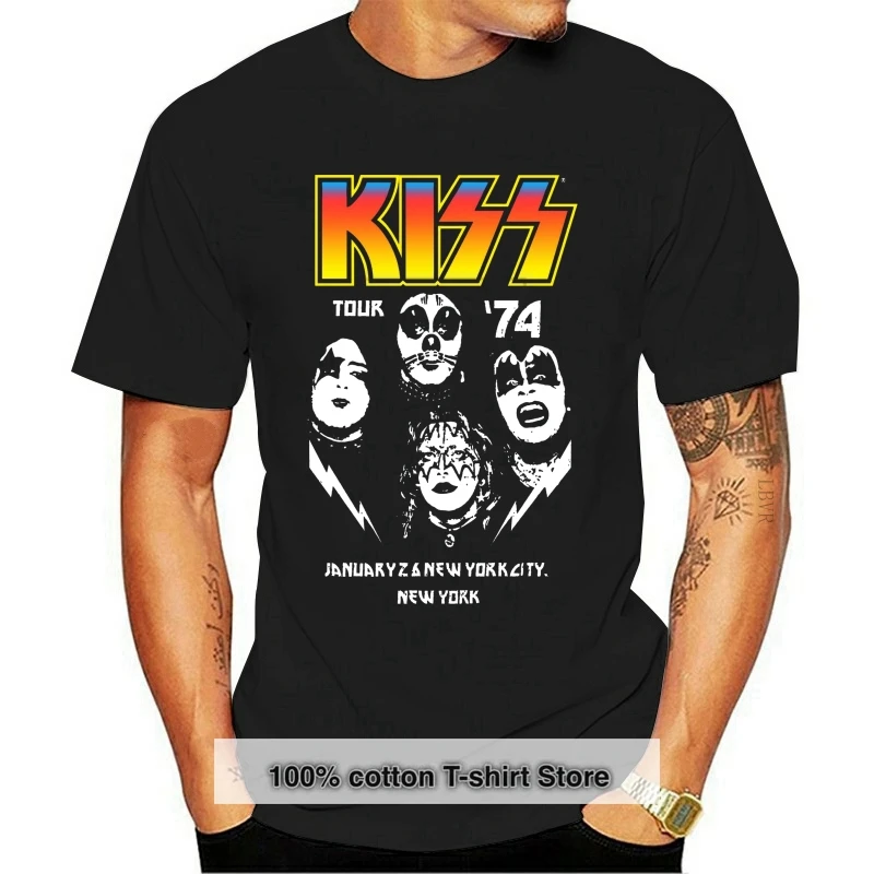 

Men T Shirt Custom Kiss Tour '74 Vintage Double Dye T Shirt Novelty Tshirt Women 014529