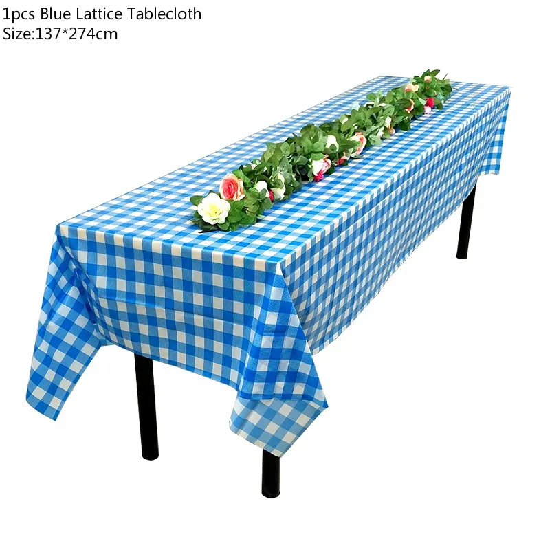 Tablecloth A2 Красочные бумажные стаканы в полоску и тарелки одноразовые трубочки салфетка на свадьбу День рождения, детский душ фестиваль столовая посуда все для праздника - Цвет: Tablecloth A2