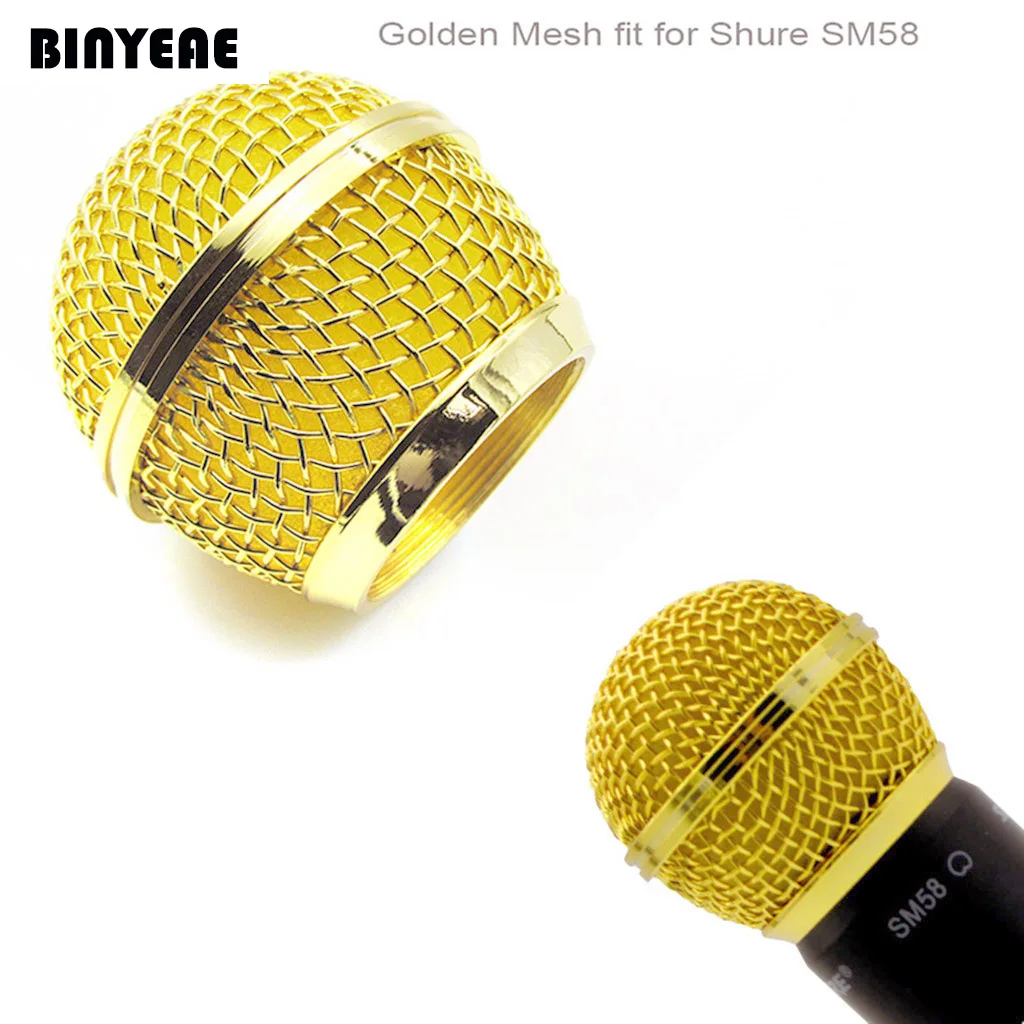 Mic металлическая решетка сетки для Shure SM58 SM58S SM58LC беспроводной и кардиоидный проводной Легендарный вокальный микрофон Legendard, золотой