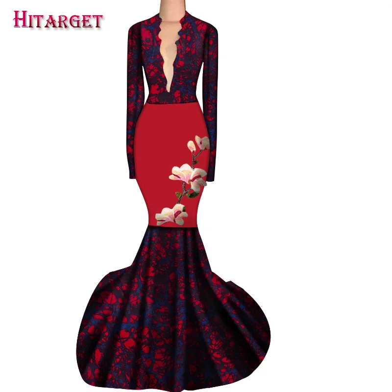 

Африканское вечернее платье женщин в африканском стиле Одежда с принтом, сексуальное облегающее вечерние платья с оборками Женские Элеган...