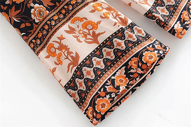 Винтажные шикарные женские черные с цветочным принтом богемные расклешенные