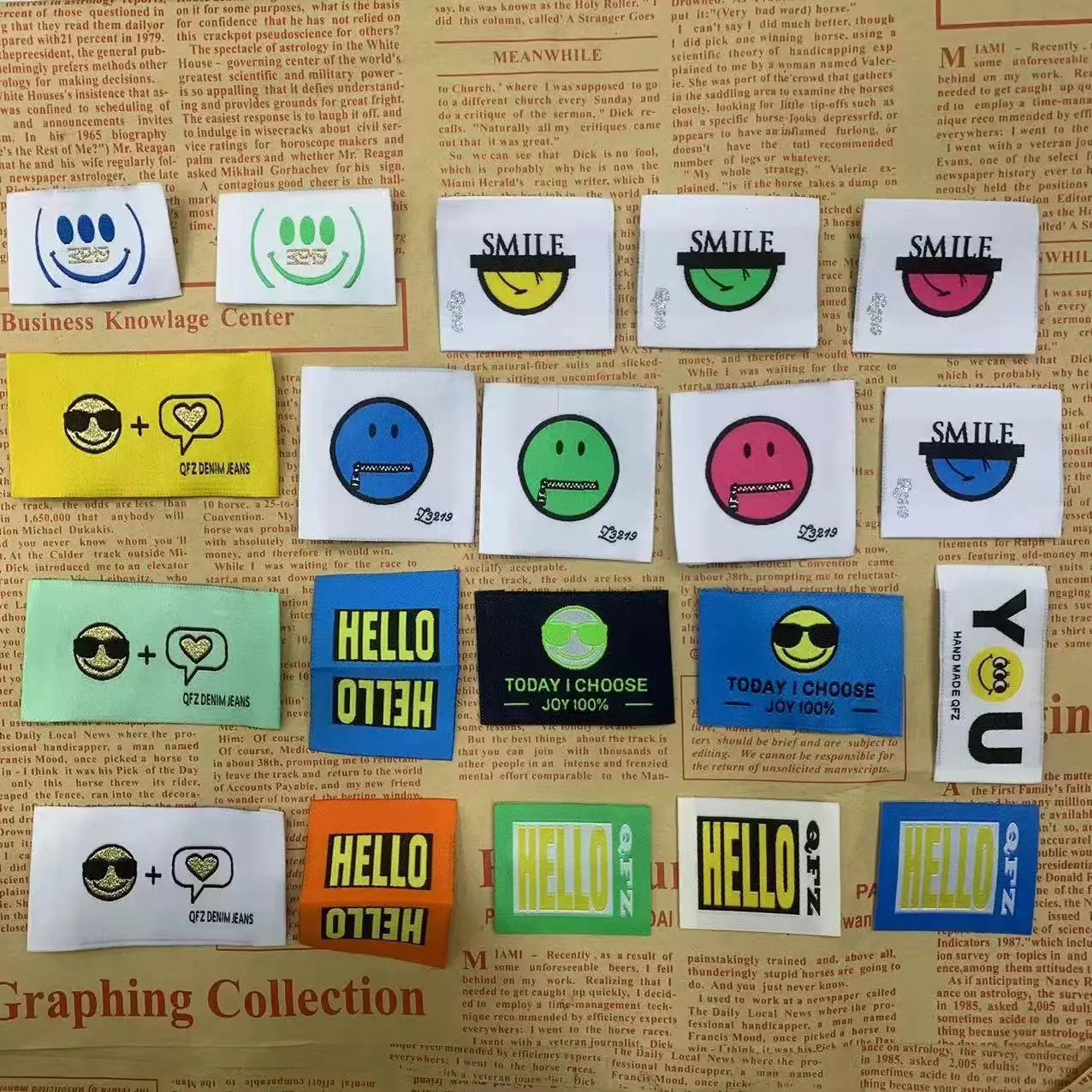 

Mixed 20Pcs Per Pack Soft Cloth Labels Various Letter Embroidery Hand Made Collar For Diy Knitted Printed Cotton Woven Sew Tags