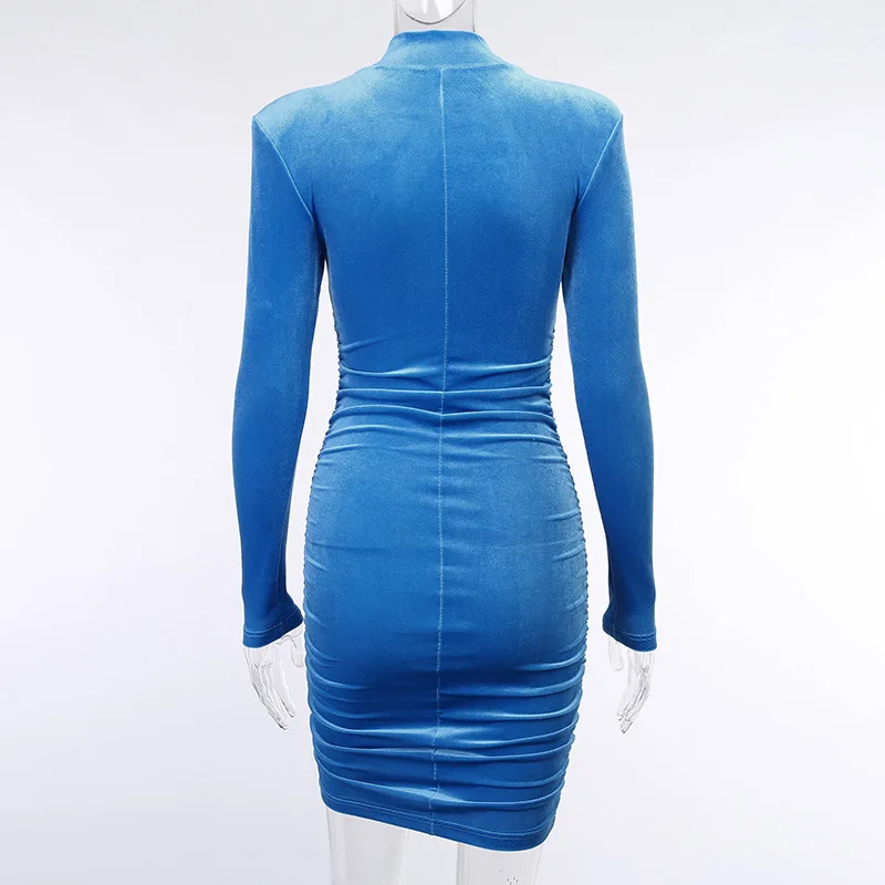 

Dress for Women Long Sleeve Turtleneck Dresses Sexy Velvet Mini Dresses Ruched Bodycon Dress Elegant Wholesale Dropshipping