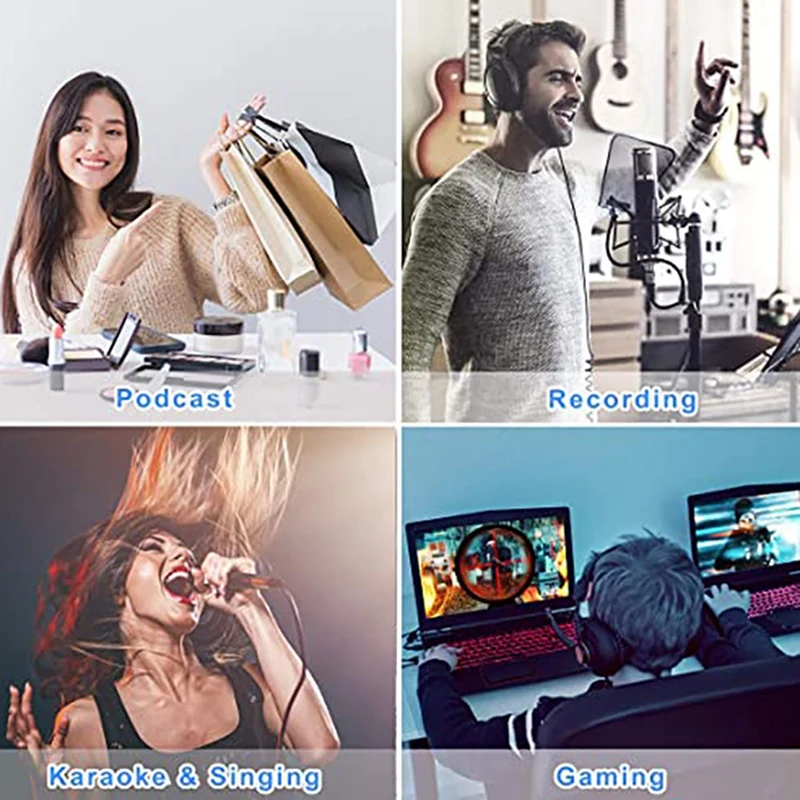 

BM838 USB Condenser Studio Microphone Set Vocal PC Recording Musical Microphone Set for Radio Braodcasting Mic Stand