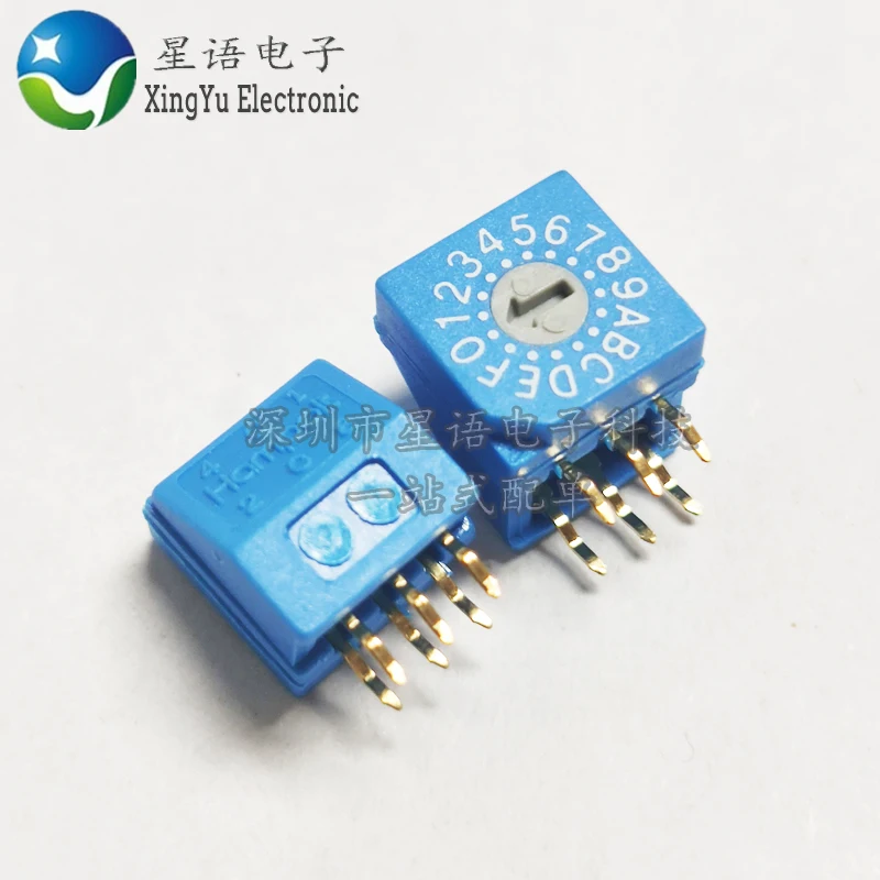 

High-quality 0-F blue 16-gear BCD8421 coding switch rotary switch RR30014 side plug DIP6