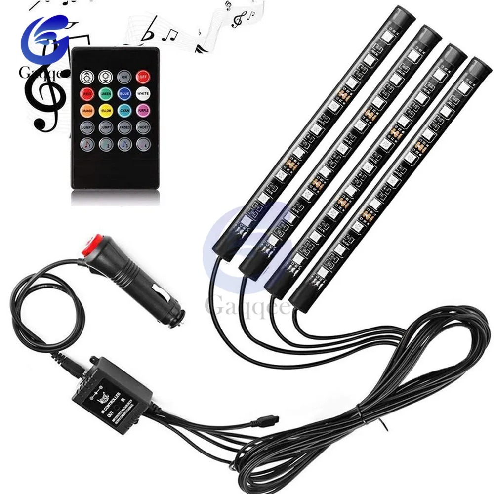 Светодиодная лента RGB 9 цветов для автомобиля беспроводной светильник с