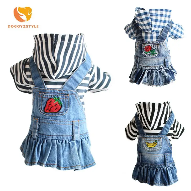 Собака Французский бульдог Йоркширский куртки для собак джинсовое платье