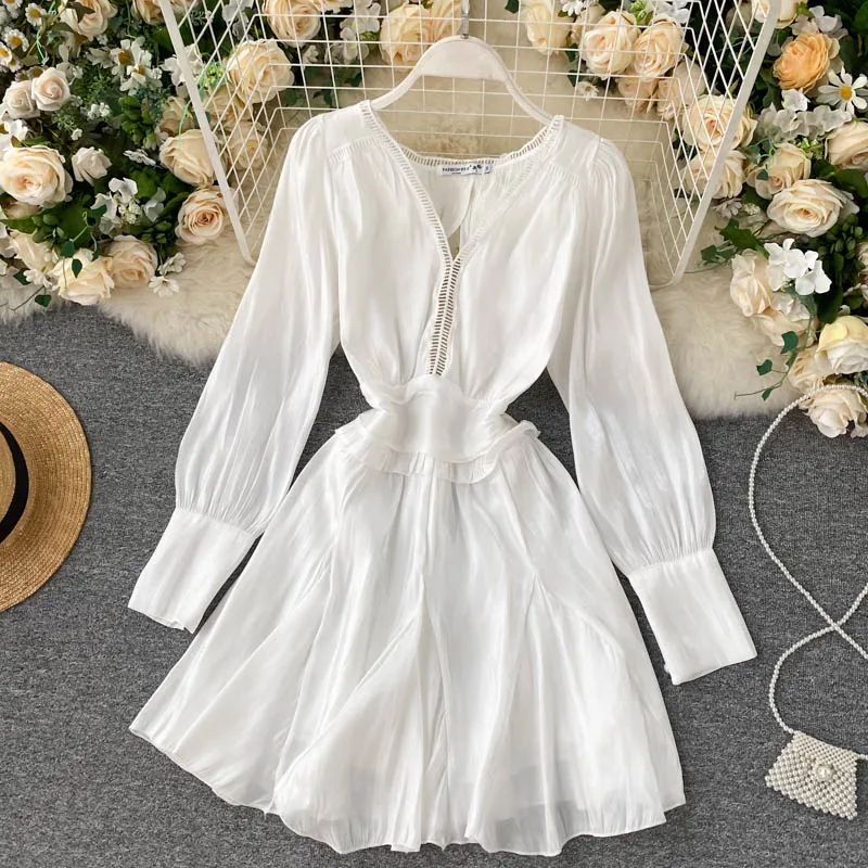 Сексуальное платье SINGRAIN с открытой спиной женское модное однотонное короткое V