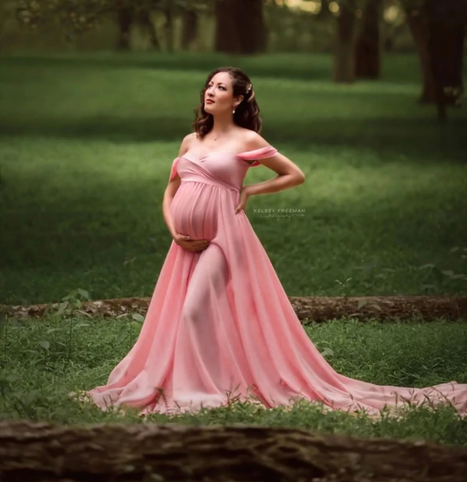 

Pregnant woman photo cape dress pregnant woman photo long pregnant woman skirt a line shoulder sexy dress drag the floor 18382