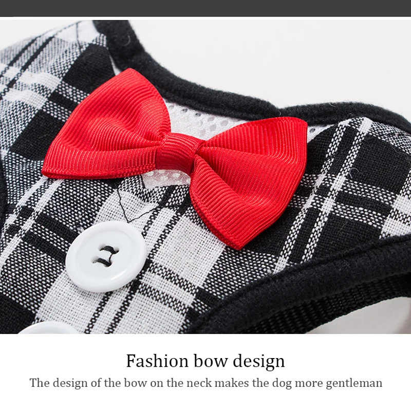 Модная решетчатая поводок с бантом для собак комплект Тедди бишон Чихуахуа
