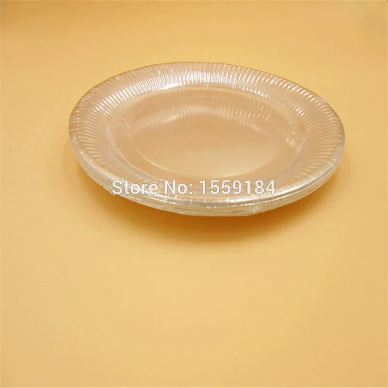 Бесплатная доставка 100 шт. металлические серебристые бумажные тарелки 23 см для