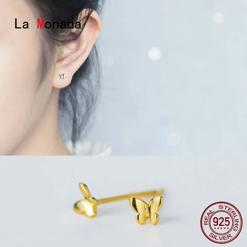 Женские маленькие серьги гвоздики La Monada из стерлингового серебра 925 пробы в