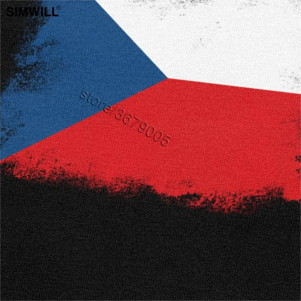 Футболка мужская с принтом флага Чехии Ретро стиль гранж короткими рукавами