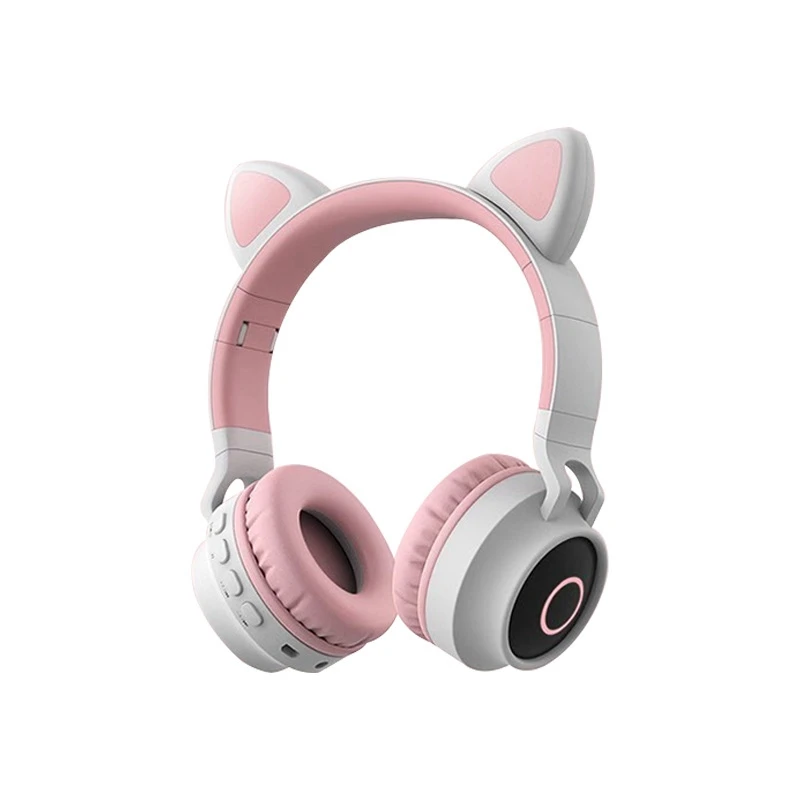 Bluetooth стерео кошачьи наушники мигающие светящиеся кошачьи наушники игровая гарнитура наушники 7 цветов светодиодный светильник - Цвет: Темно-серый