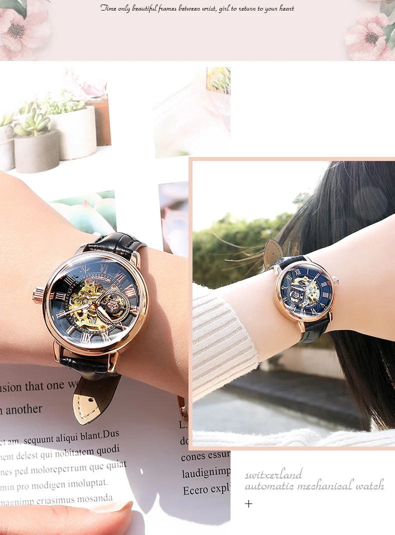 Reloj Mujer Montre Femme серебряные ЖЕНСКИЕ НАРЯДНЫЕ Часы Дамские автоматические механические часы с ремешком из нержавеющей стали