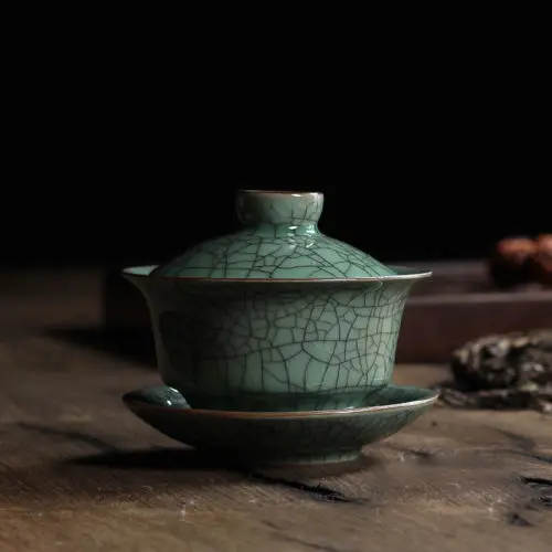 [GRANDNESS] Longquan Celadon фарфоровые Gaiwan КИТАЙСКИЕ чашки кракле глазури чайная посуда 150 мл