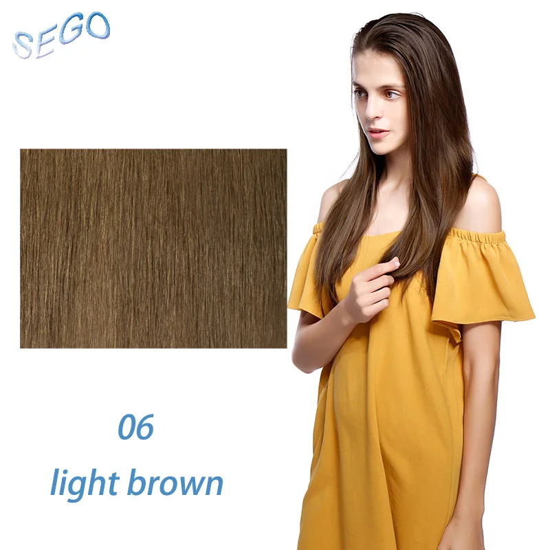 #6 SEGO 1"-22" 70 г Прямой зажим синтетических Пряди человеческих волос для наращивания фабричного производства-Реми 7 шт./компл. бразильский волос чистый и фортепиано Цвет - Цвет: #6