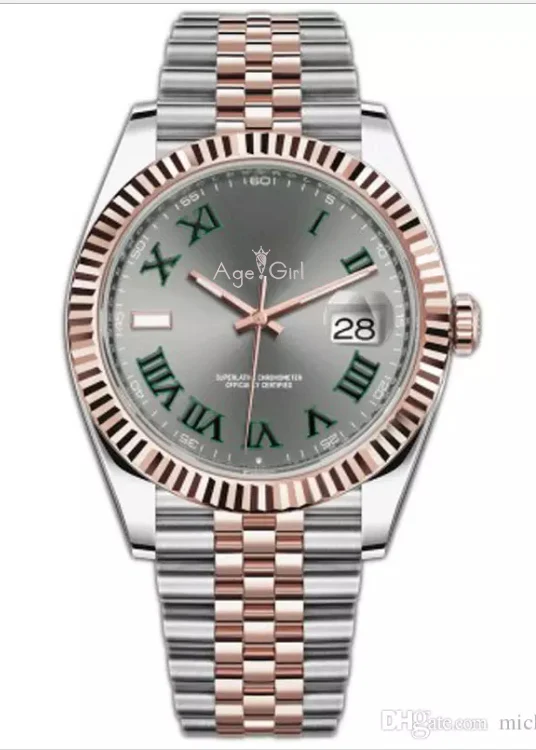 Rose Gold Green Роскошные брендовые новые автоматические механические часы для мужчин Datejust из нержавеющей стали сапфировые серебряные золотые Зеленые Серые President спортивные часы - Цвет: Rose Gold Green