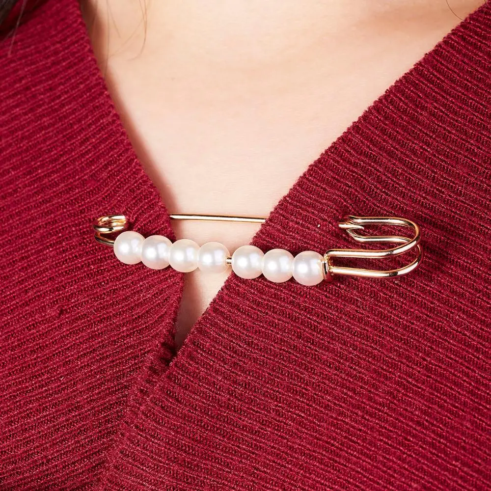 Модная жемчужная брошь Заколки для женщин зажим свитера пальто декоративный