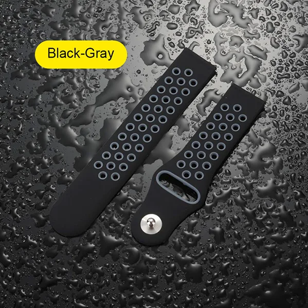 Black Gray UEBN 20 мм силиконовый сменный дышащий ремешок для часов xiaomi Huami ремень Amazfit GTS/GTR 42 мм/Bip спортивные наручные часы - Цвет ремешка: Black Gray