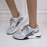 womens patchwork sneakers 2021 spring autumn new fashion leopard ladies lace up casual shoes outdoor running walking sport flat
