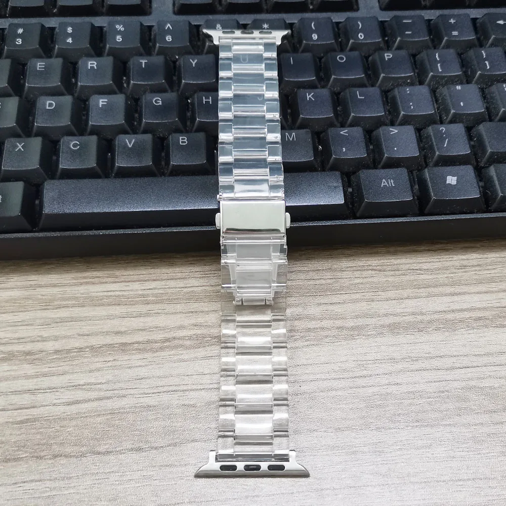 

Fashion Transparent Resin Strap for Apple Watch SE Band Series 6 5 4 3 Bracelet 40mm 44mm 38mm 42mm for iWatch Smooth Wrist Belt