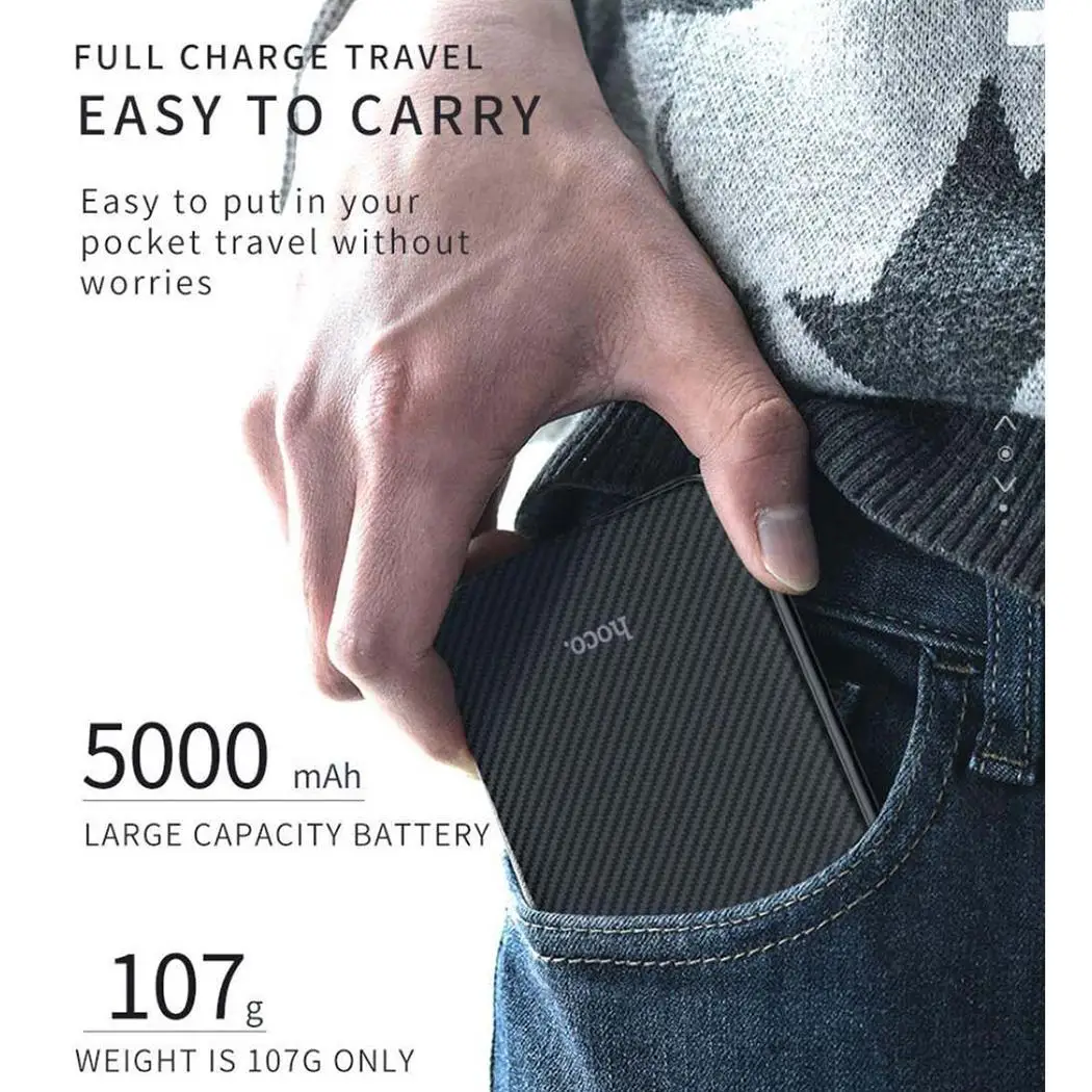 Беспроводное зарядное устройство hoco. 5000 мАч портативный Банк питания двойной USB