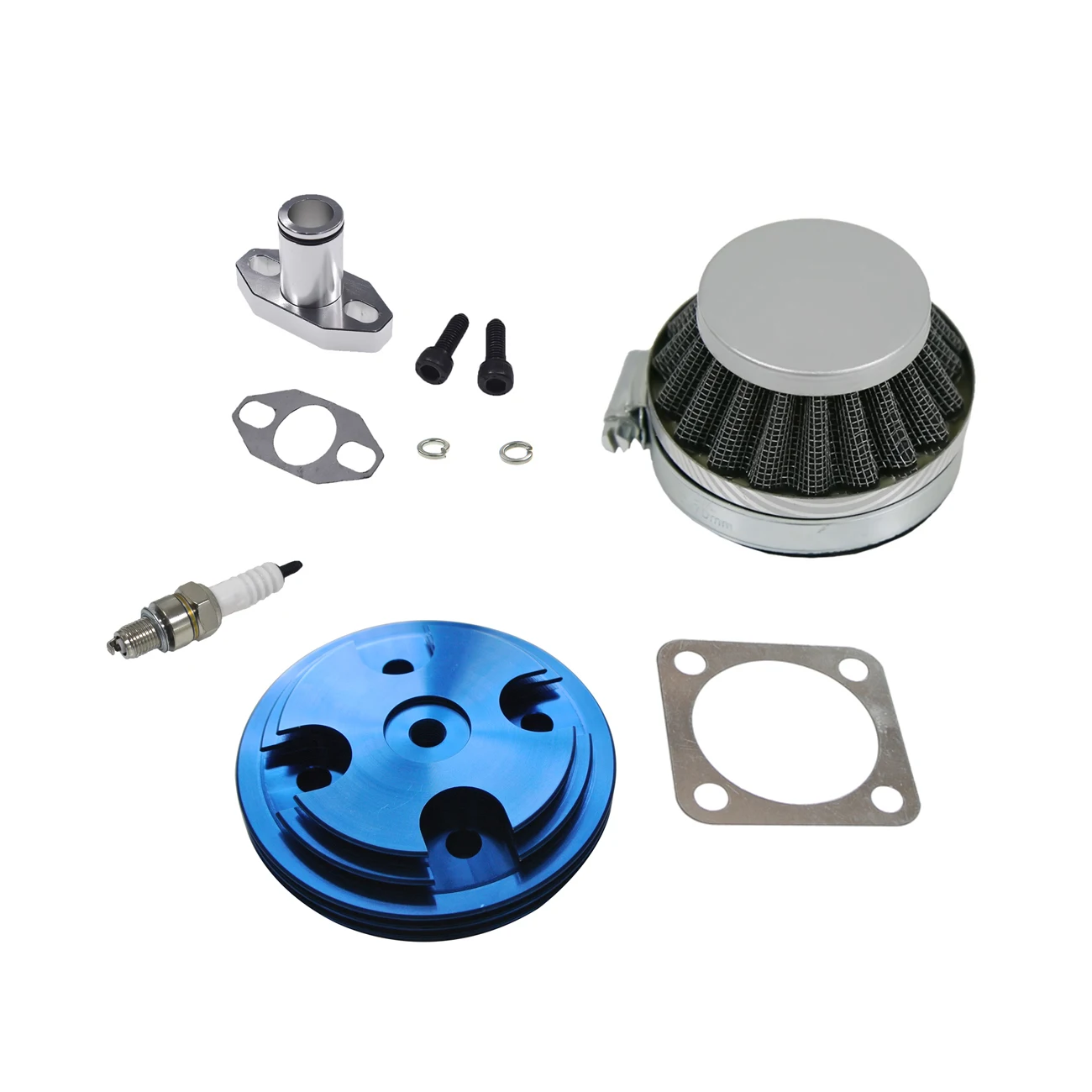 

Синяя головка цилиндра, впускной воздушный коллектор, подходит для 66 куб. См, 80 куб. См, 2-тактный моторизованный велосипед