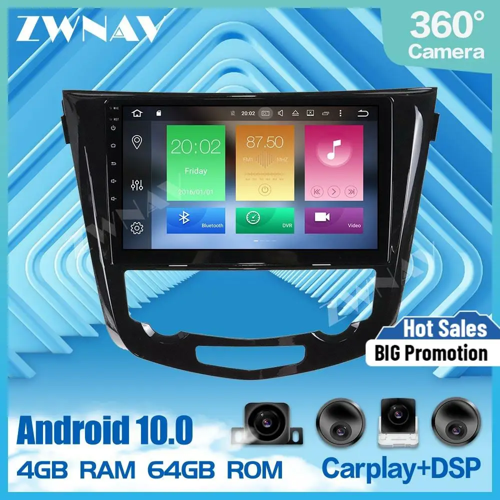 4 + 64G Android 10 0 Система Автомобильный мультимедийный плеер для Nissan X Trail Qashqai 2013 2017 GPS