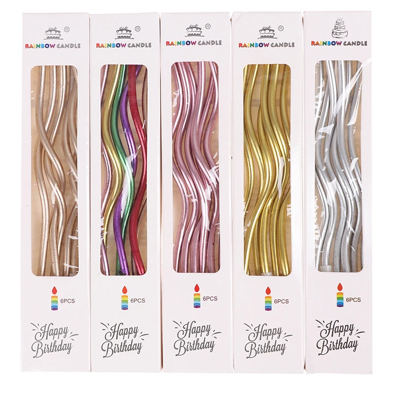 6 шт./лот Резьбовая свеча изогнутая Свеча для торта длинный изогнутый торт