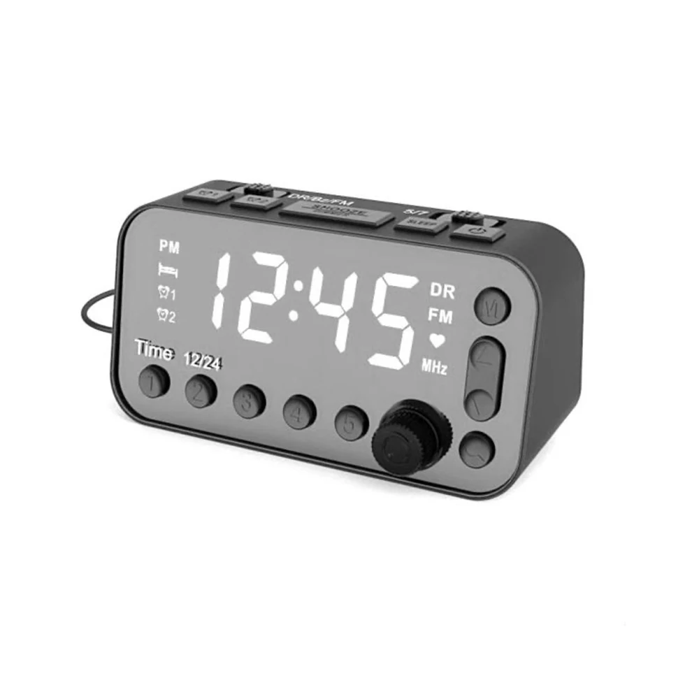 Светодиодный зеркальный будильник цифровые USB интерфейсы FM DAB радио настольные
