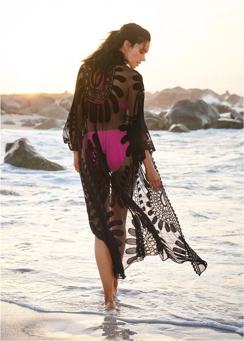 Женская пляжная одежда сексуальное прозрачное бикини накидка Robe De Plage 2020