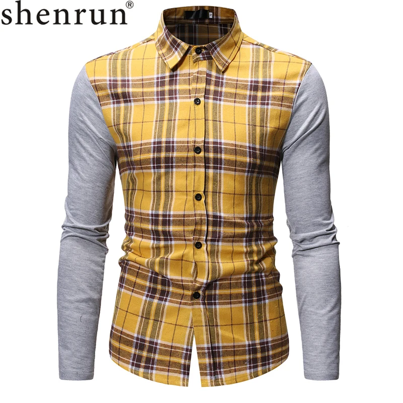 Рубашка Shenrun мужская с длинным рукавом модная Классическая блуза в клетку