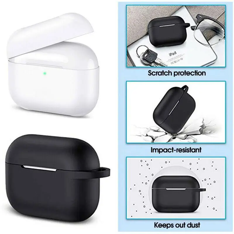 Силиконовый защитный чехол для наушников AirPods Pro мягкий силиконовый + карабин
