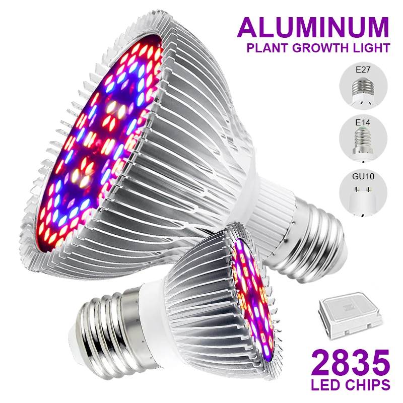 

LED Growth Lamp E27 LED Growing Bulb LED Grow Light Full Spectrum for Indoor 30W 50W 80W Aluminum Hydroponics Flowers Plants