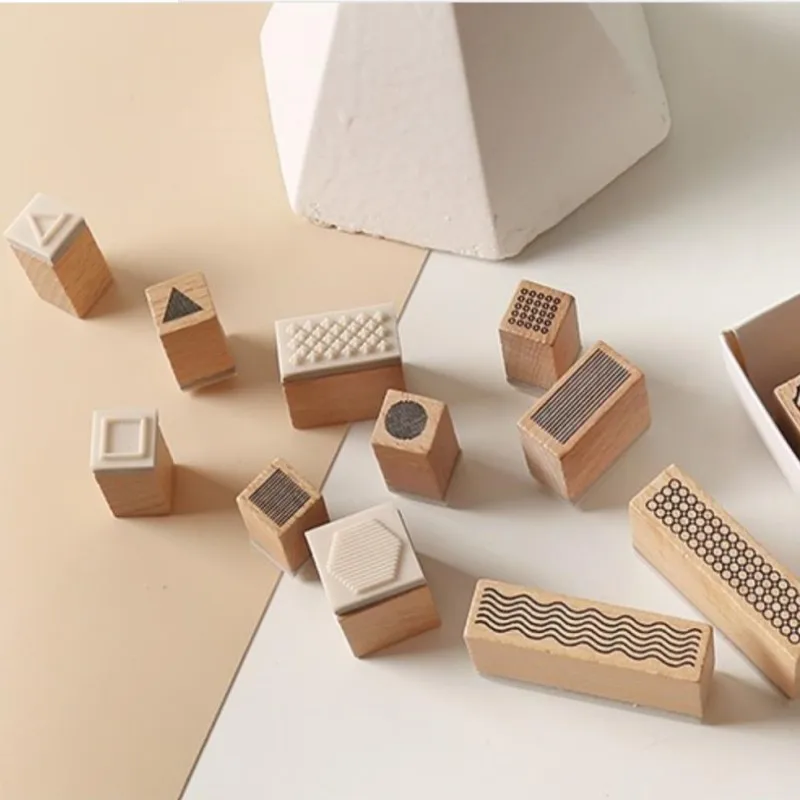 27 шт. геометрические декоративные деревянные штампы для скрапбукинга|Штампики| |