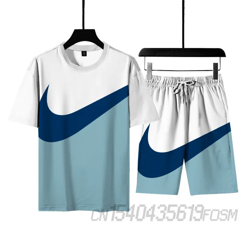 

Summer men's and women's fashion casual T-shirt shorts 2-piece sportswear running fitness training suit 3D2021 popular
