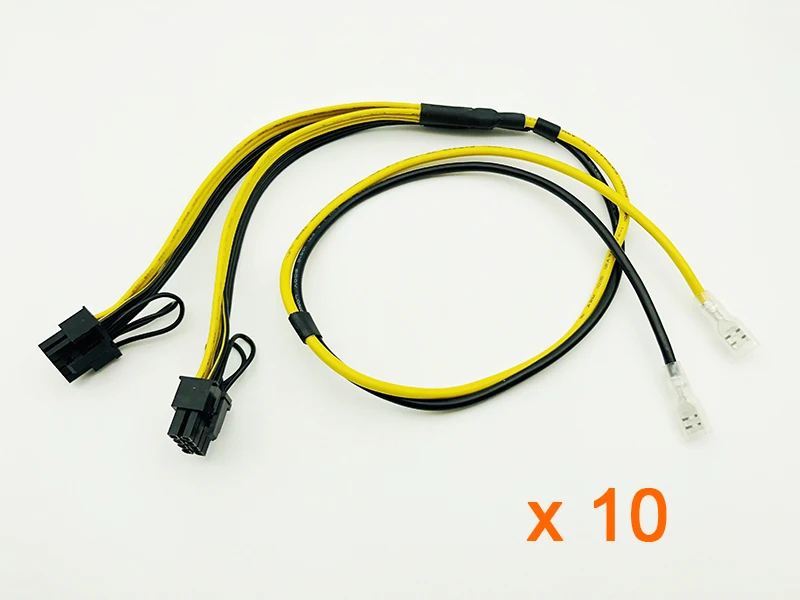 

10PCS Power Cable PCIE Video Card Dual 8Pin (6+2) Splitter Power Supply Cord Wire with Terminal 12AWG+16AWG for BTC Miner Mining