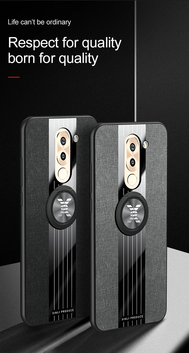 Чехол для huawei Honor 6X, тканевый жесткий чехол на заднюю панель, мягкая рамка, тканевый чехол для телефона, для huawei mate 9 Lite, 5,5 дюймов, магнитный держатель-кольцо