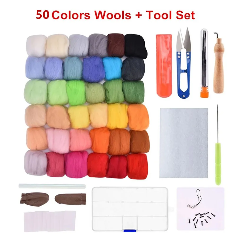 24/36/40/50 Цвета шерстяного фетра набор для рукоделия с иглы валяния стартовый Ткань